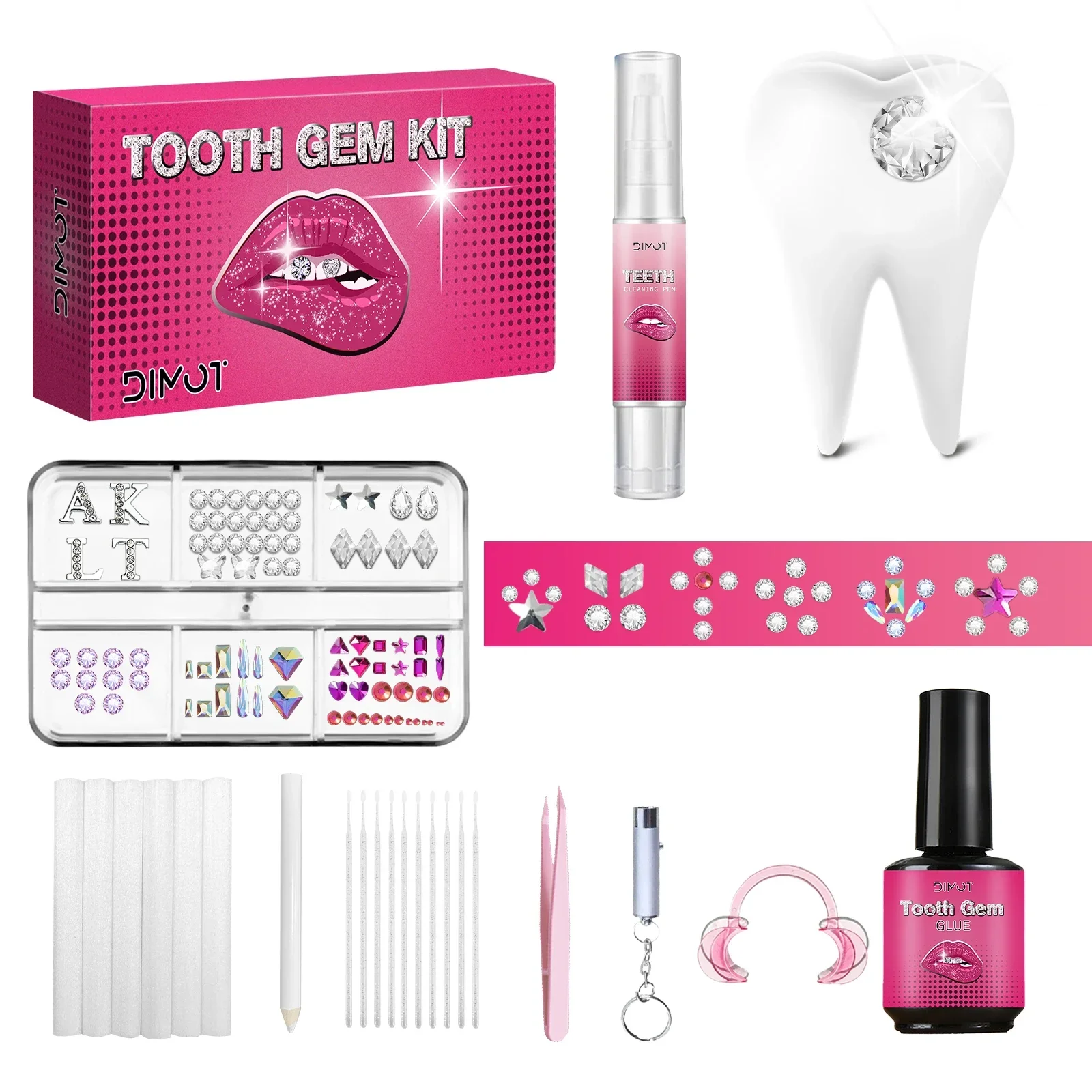 Tooth Gem Kit - Kristal Yapıştırıcı ve UV Işığı ile