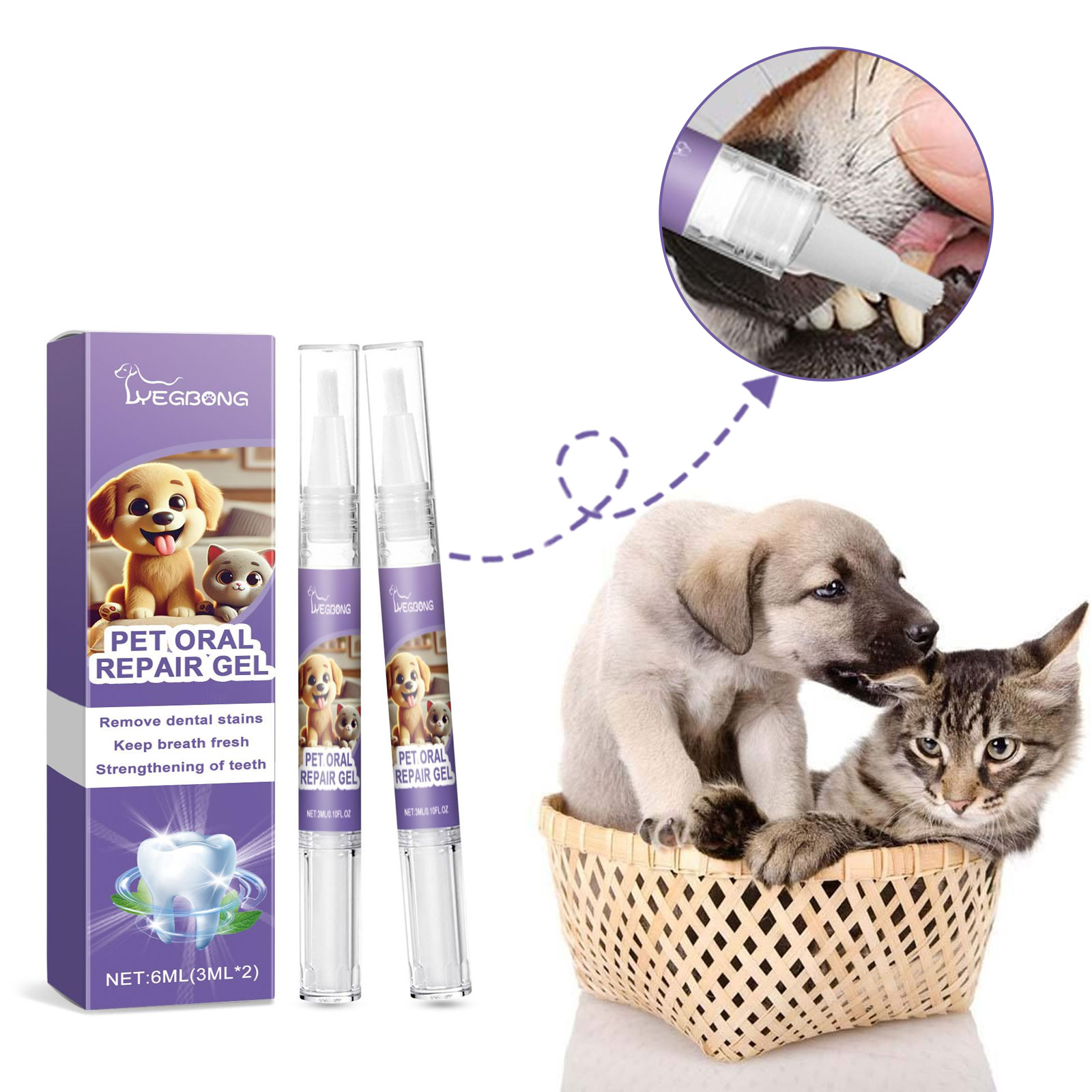 Teeth Whitening Gel Pen - 12 adet Pet Diş Fırçası Kalem